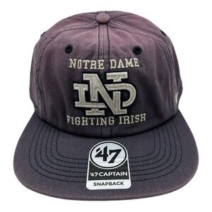 NWT 47 Brand Captain Notre Dame Irish Snapback Hat Cap Distressed Double Play‎
